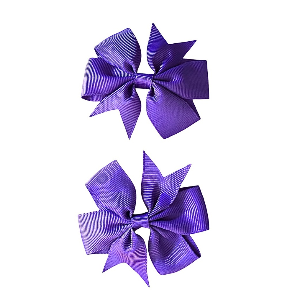 Girls Purple Ribbon Hair Clips Set of 2
NEW